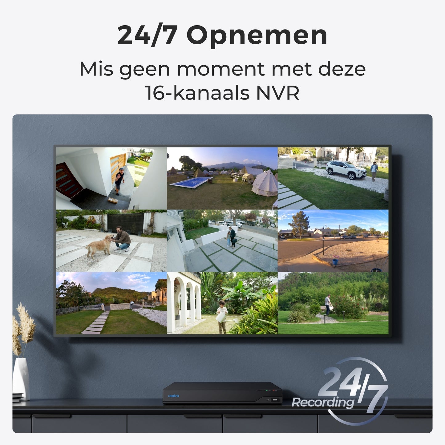 Reolink NVS16 24/7 opnemen met 16-kanaals NVR