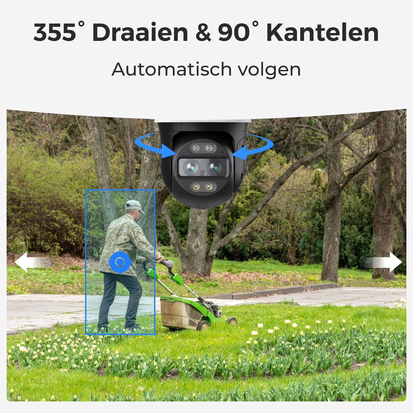 Reolink W760 Trackimix draaien 355 graden en kantelen 90 graden. Automatisch volgen.