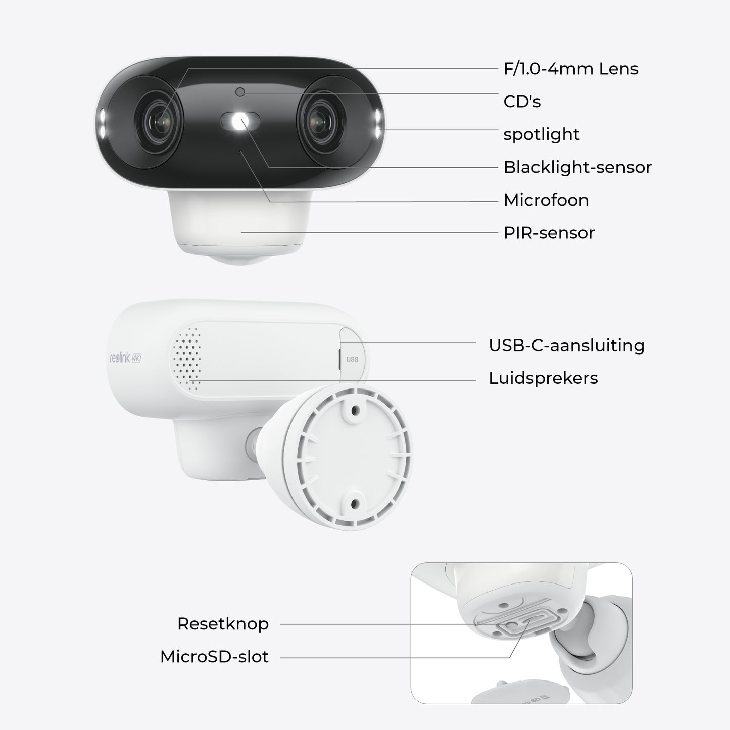 Reolink Argus B740X 4K buitencamera met 180° breedbeeld