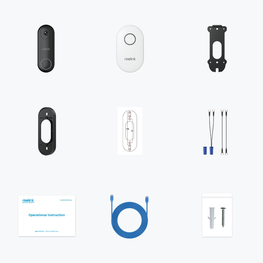 Reolink D340P videodeurbel PoE inhoud doos