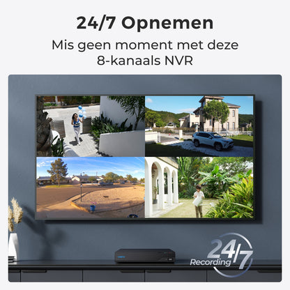 Reolink nvs8-8mb4 24/7 opnemen met 8 kanaals NVR