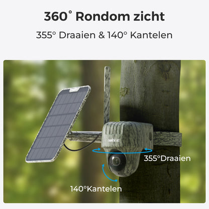 Reolink Go G450 Wildlife camera met 360 graden rondom zicht, draaien en kantelen.