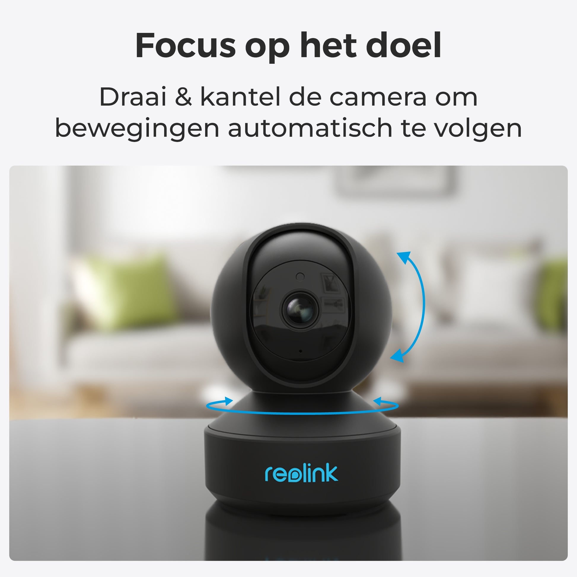 Reolink E330 zwart met tracking functie draaien en kantelen.