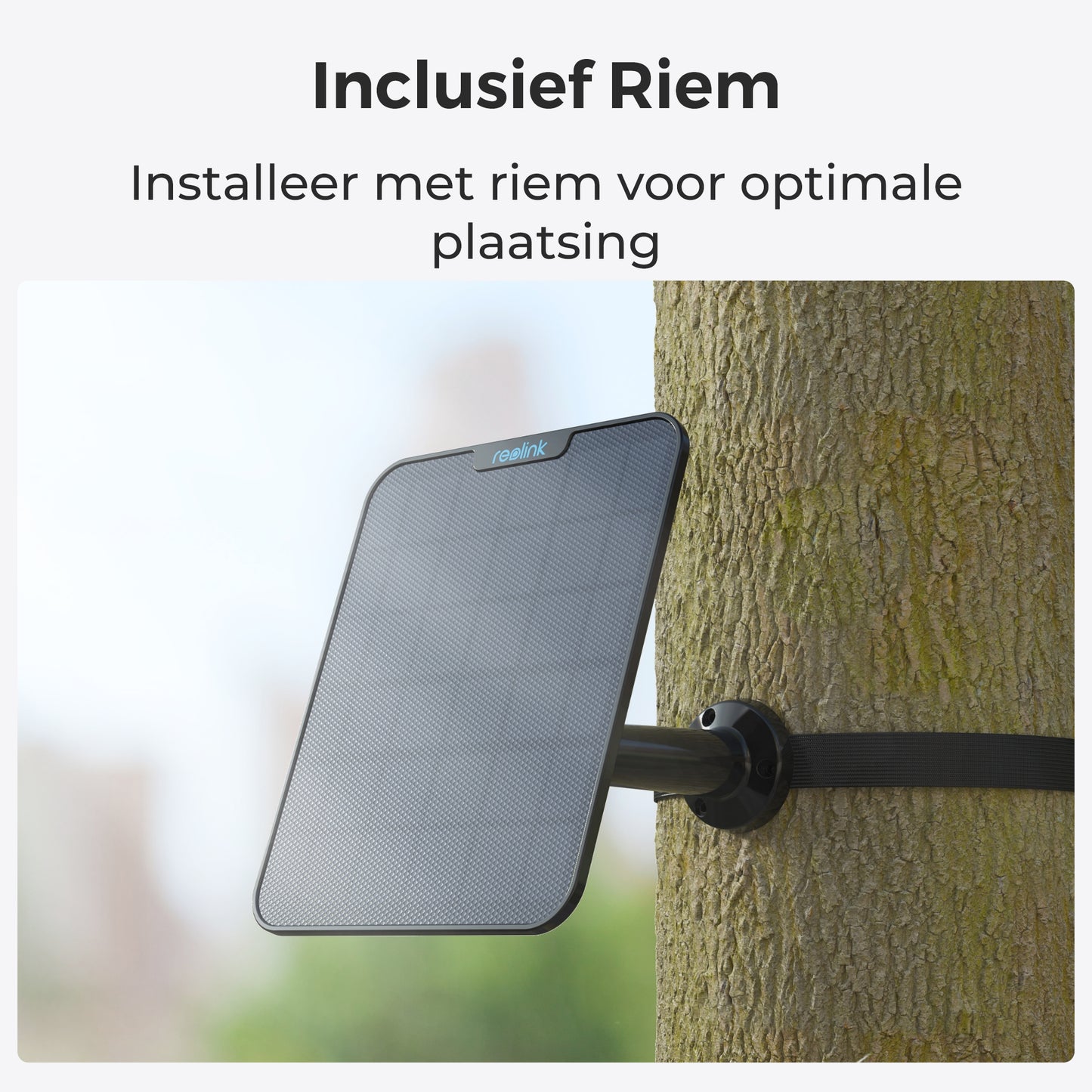 Reolink zonnepaneel zwart met riem voor bevestiging