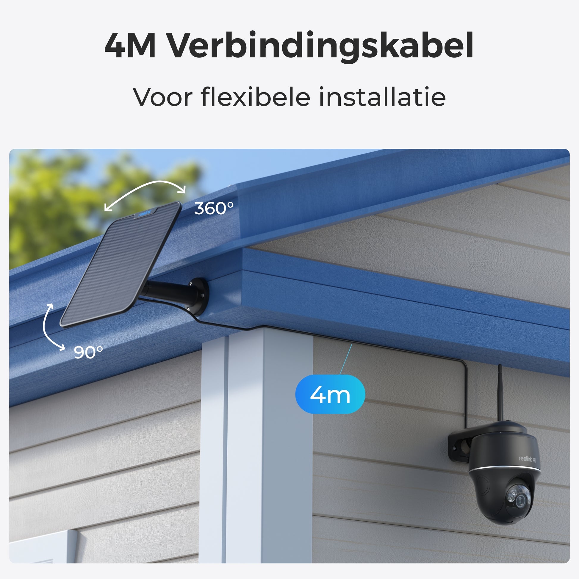 Reolink zonnepaneel 4m verbindingskabel zwart