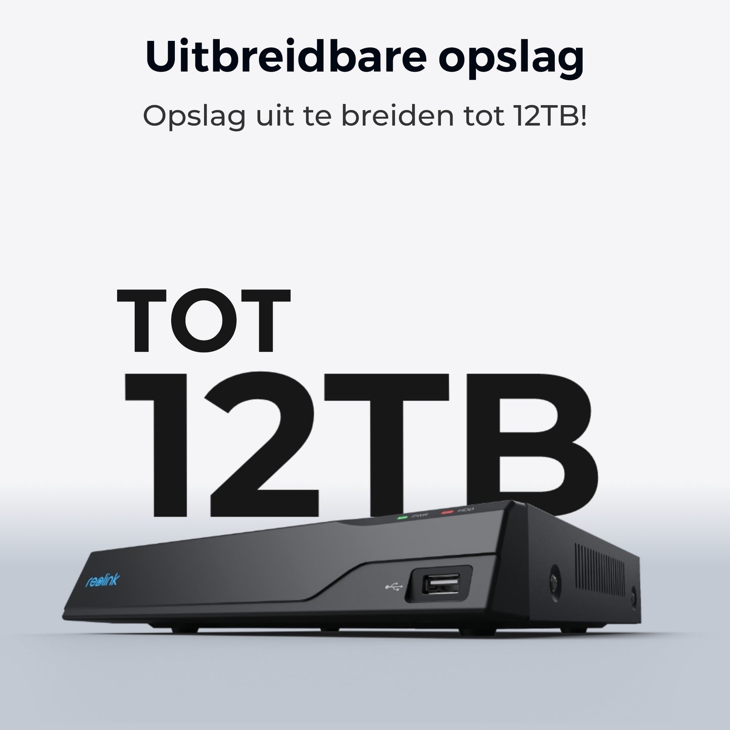 Reolink NVS16-8MD8 beveiligingssysteem met uitbreidbare opslag tot 12TB
