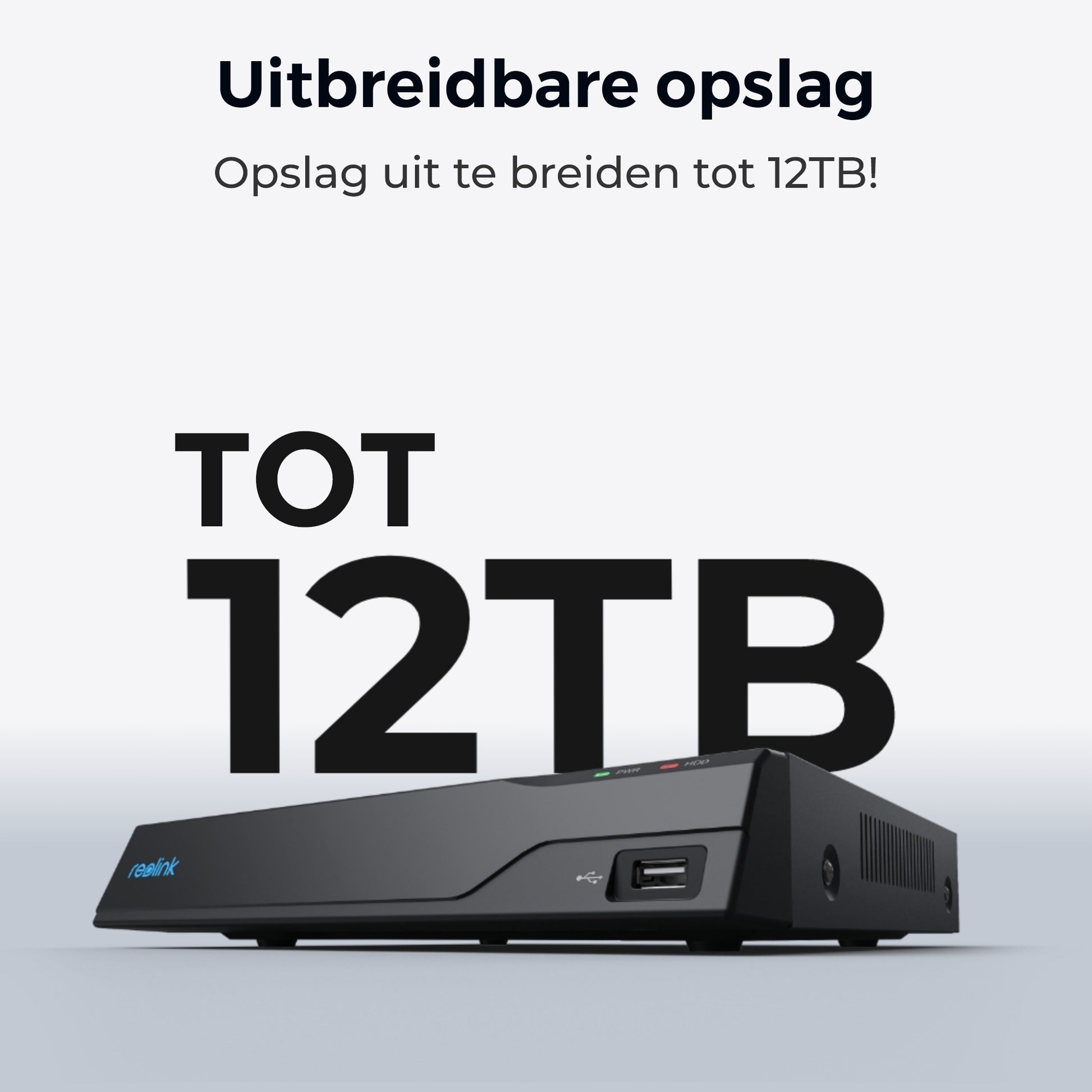 Reolink NVS16-8MD8 beveiligingssysteem met uitbreidbare opslag tot 12TB