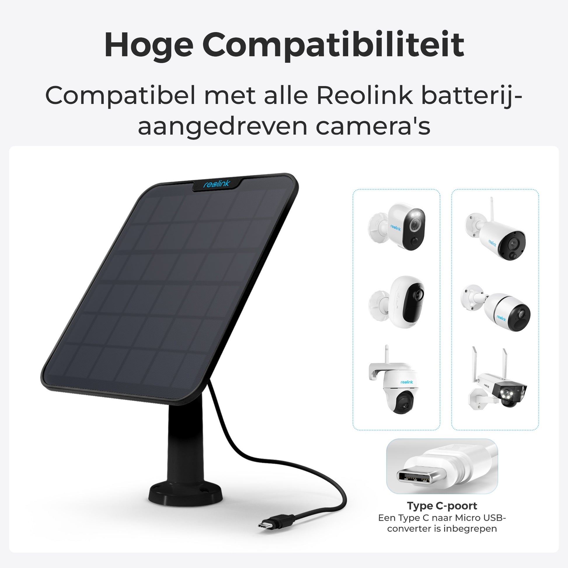 Reolink zonnepaneel compatibiliteit zwart