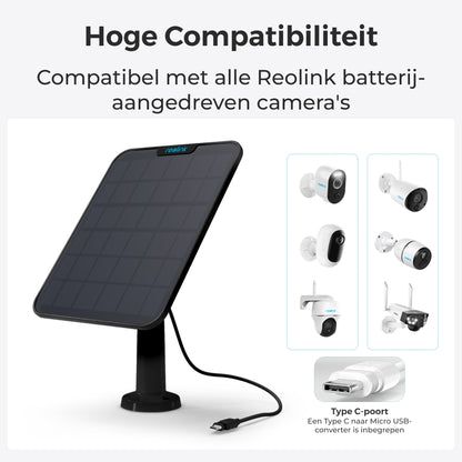 Reolink zonnepaneel compatibiliteit zwart